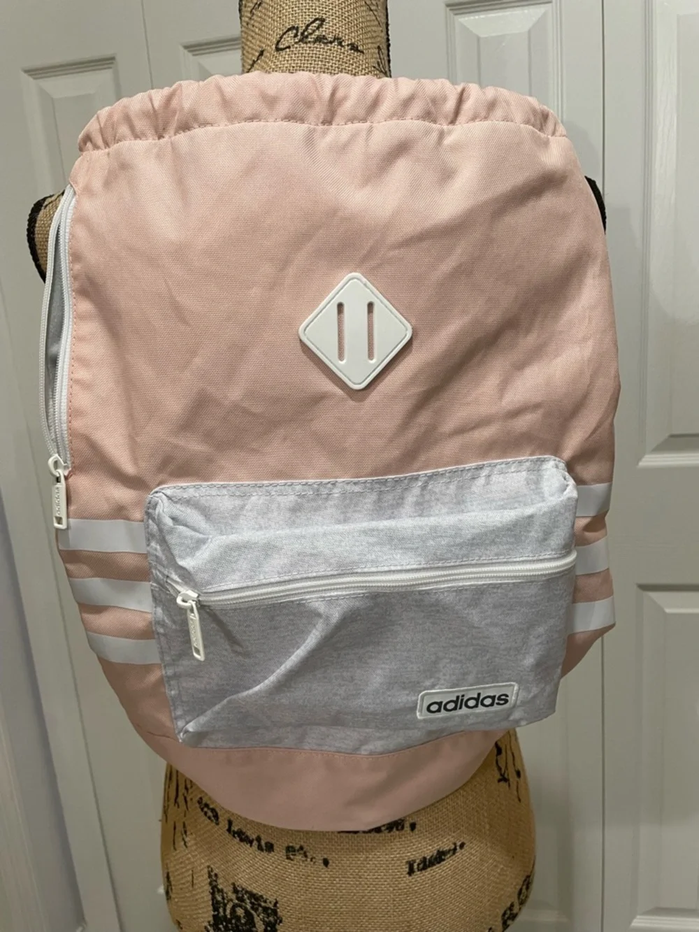 adidas Classic 3s Pink & Light Gray Sackpack - Picture 8 of 8